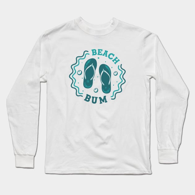 Beach Bum // Fun Summer Flip Flop Badge Long Sleeve T-Shirt by SLAG_Creative